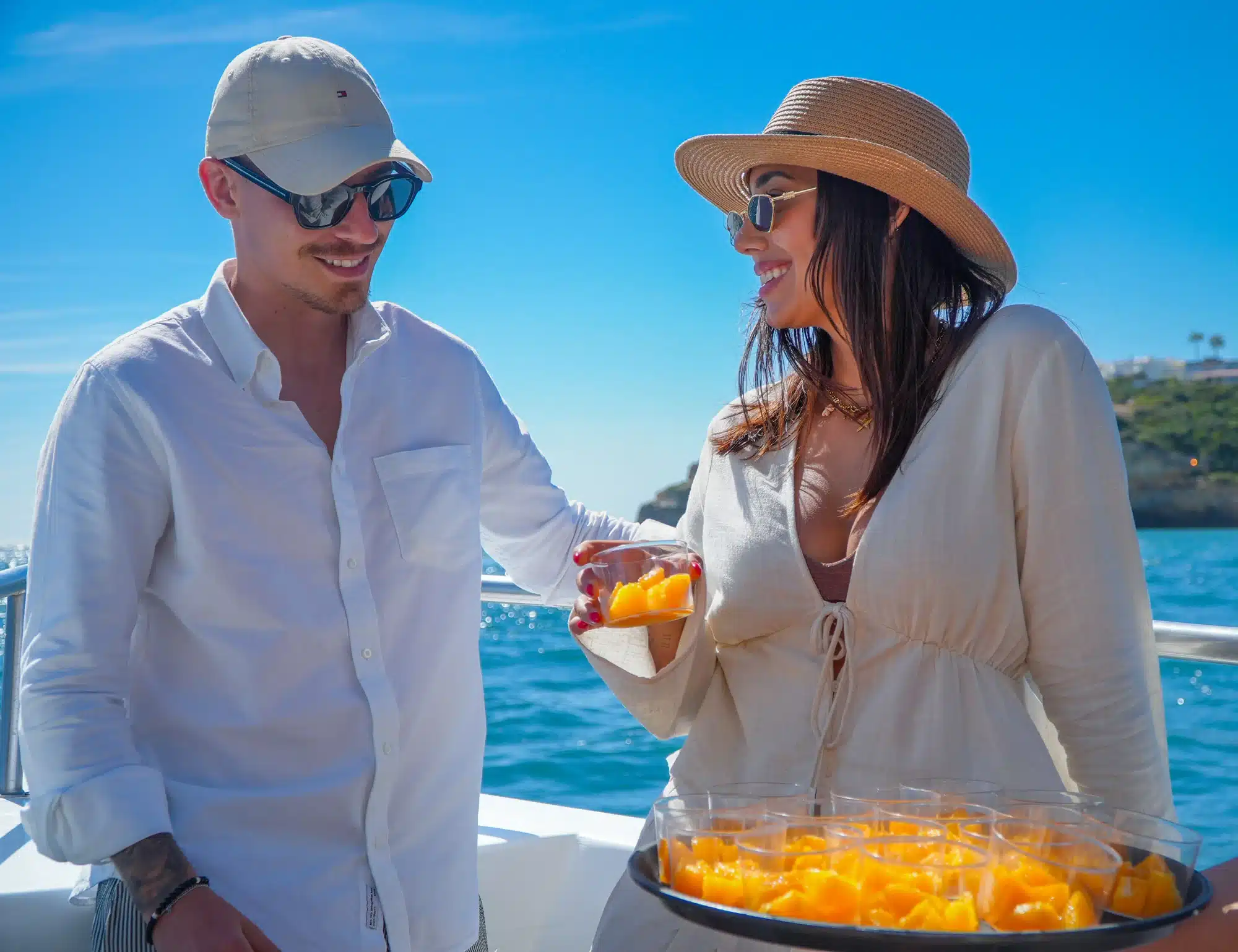 brunch-on-board-couple-fruit-boat-albufeira-algarve brunch on board couple fruit boat albufeira algarve